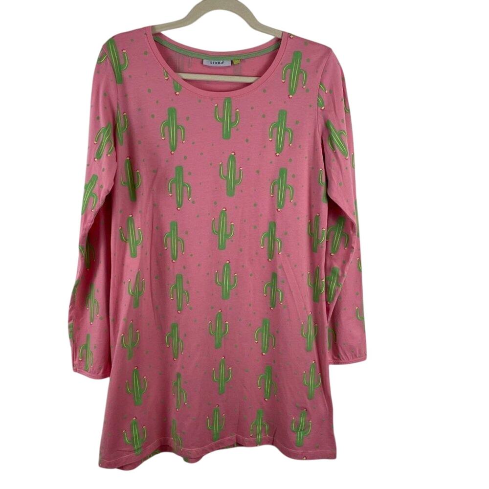 Serra Cactus Print Tunic Tee Organic Cotton Size Medium